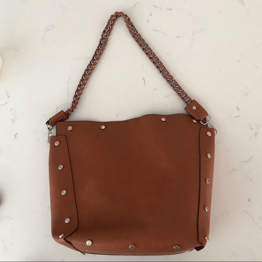 Vegan leather tan tote